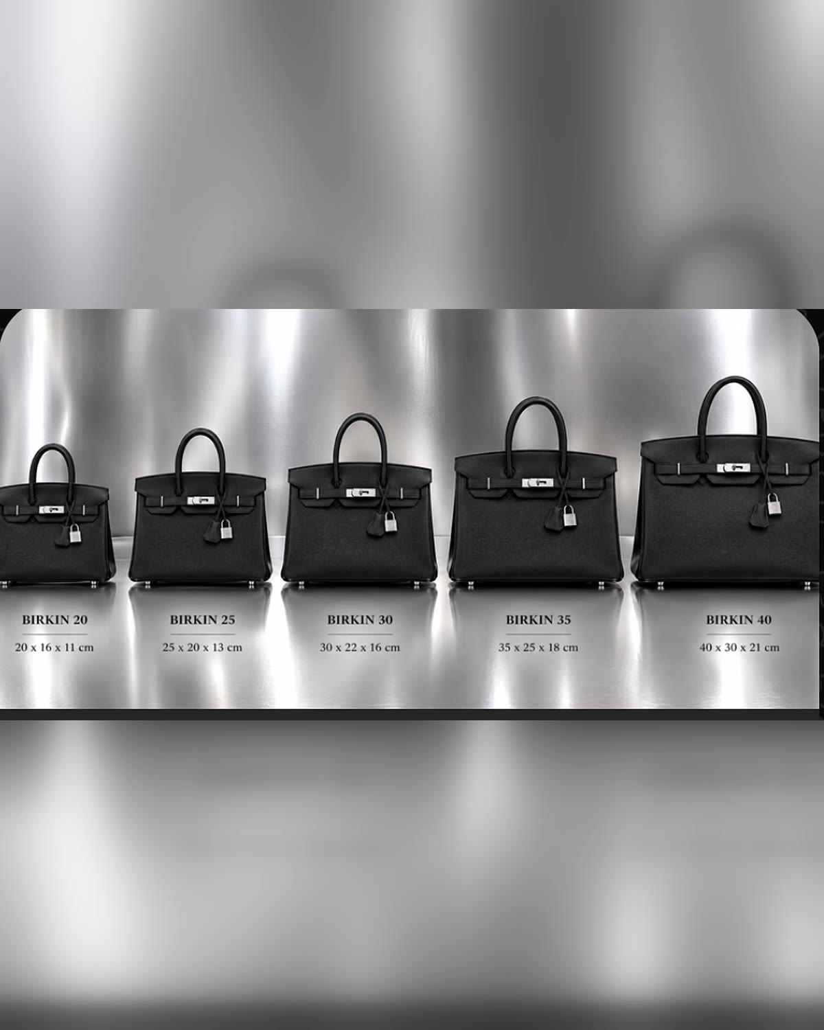 Comparaison des tailles BRKN : 20, 25, 30, 35 et 40 cm