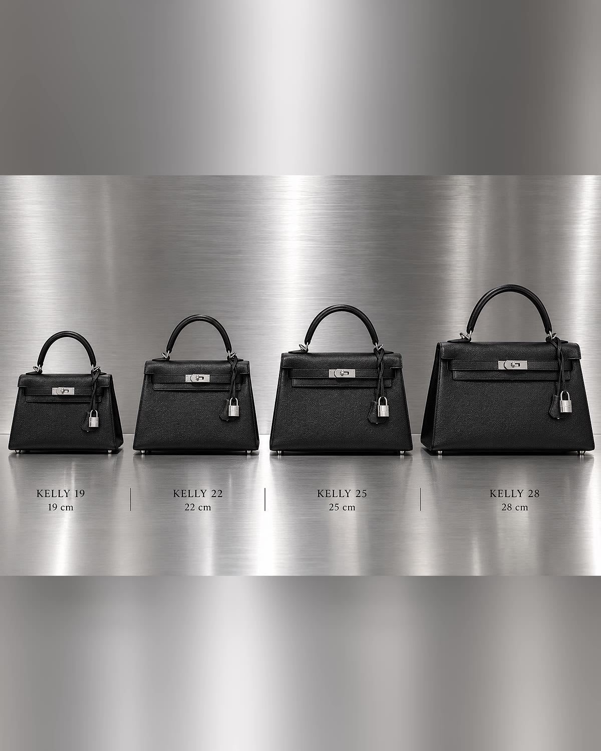 Comparaison des tailles KLY : 19, 22, 25 et 28 cm